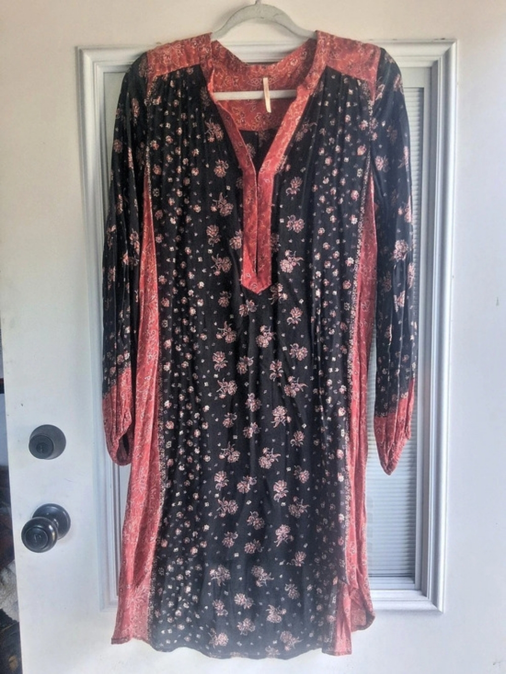 Free People Floral Mini Dress in Black & Red Size Medium